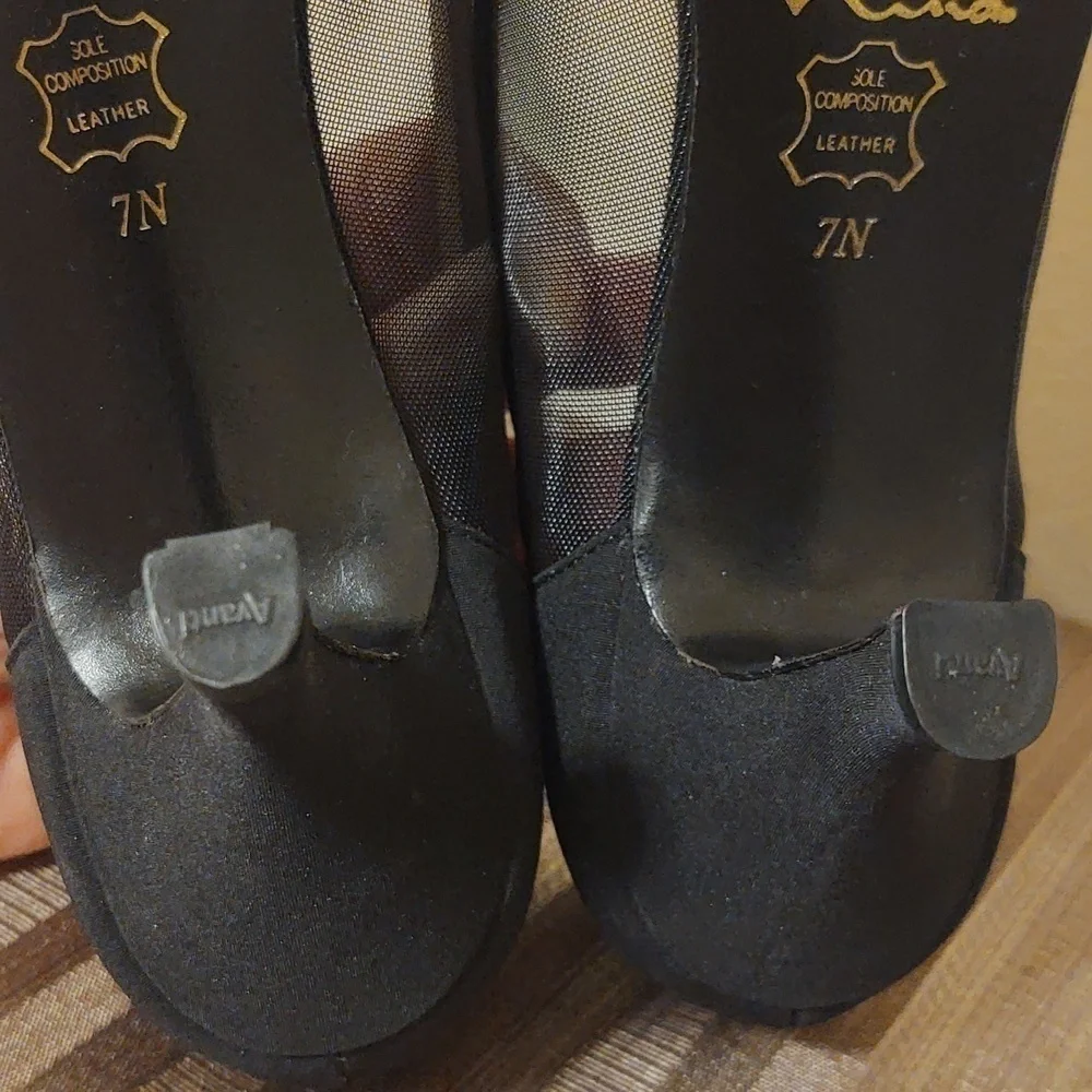Nina Black Mesh and Beaded Pumps